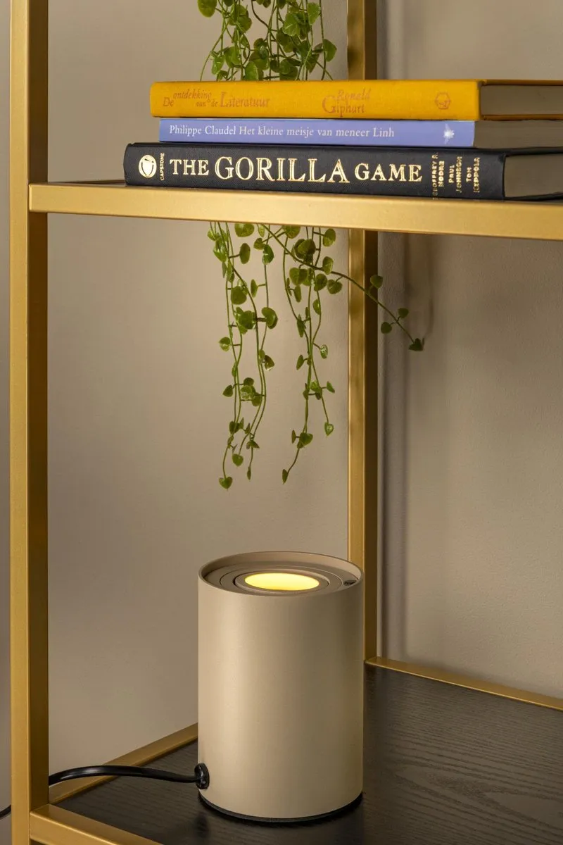 Lucide Tube Tafellamp Ø9,6cm LED 3 StepDim GU10 5W 2700K - Taupe