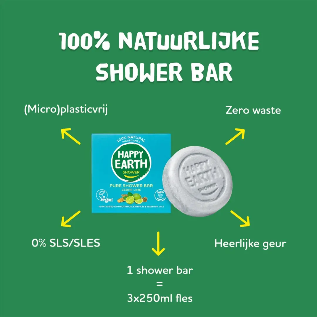 Happy Earth Shower Bar Cedar Lime 90g