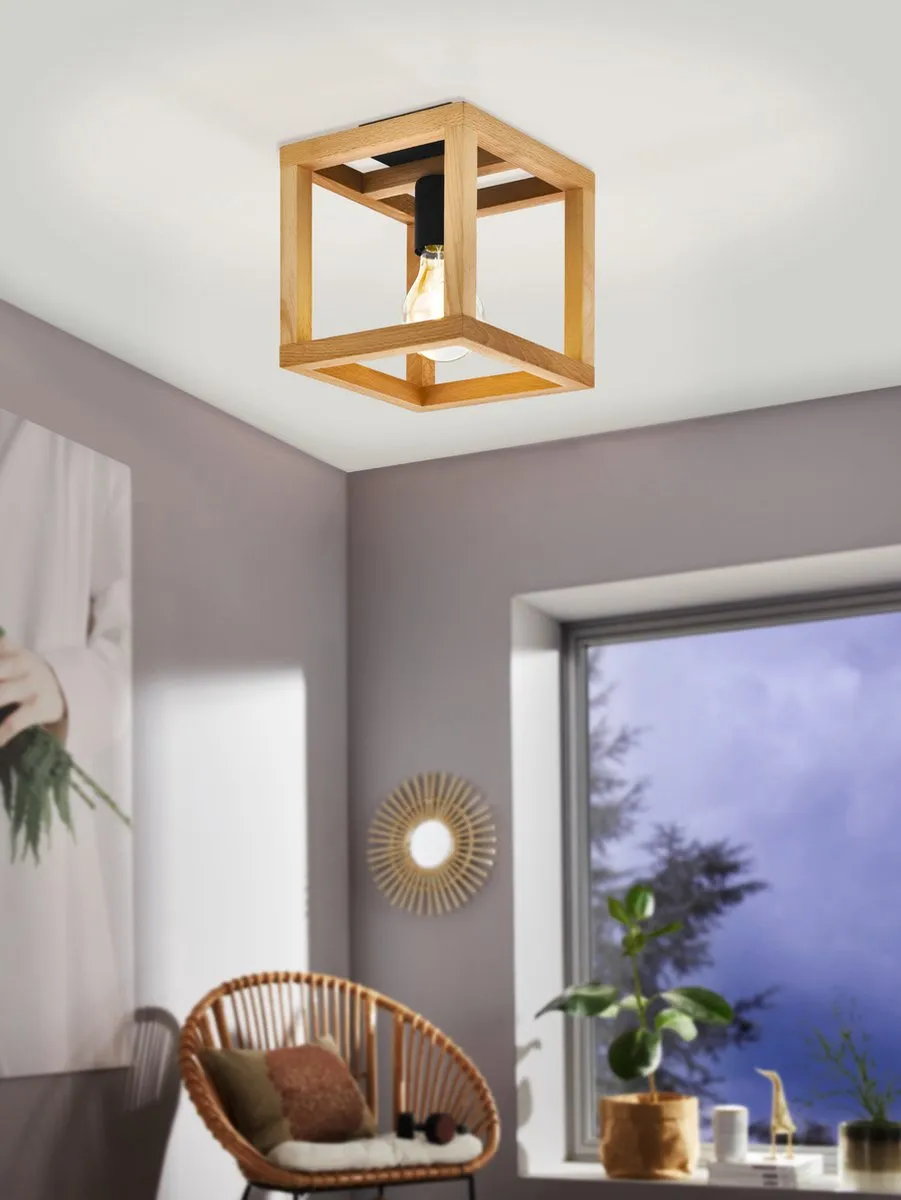 Eglo Blackcrown 1 Plafondlamp E27 - 20cm - Zwart/Bruin