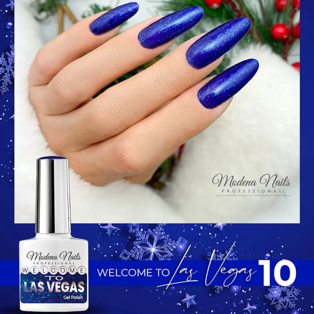 Modena Nails UV/LED Gellak Welcome To Las Vegas LV10 - Blauw Glitter 7.3ml