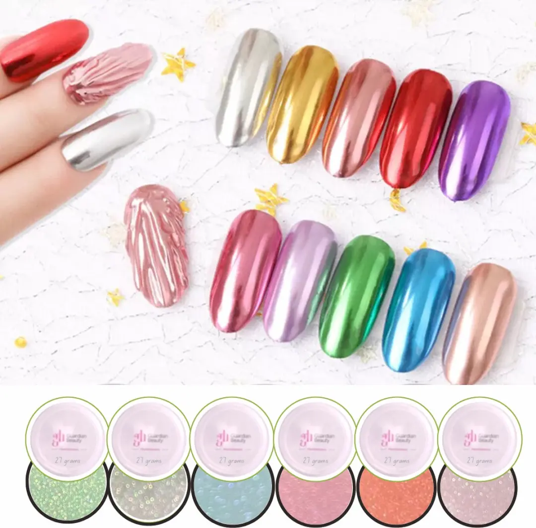 Guardian Beauty Nagelkunst Kristal Spiegelpoeder - 6 Stuks