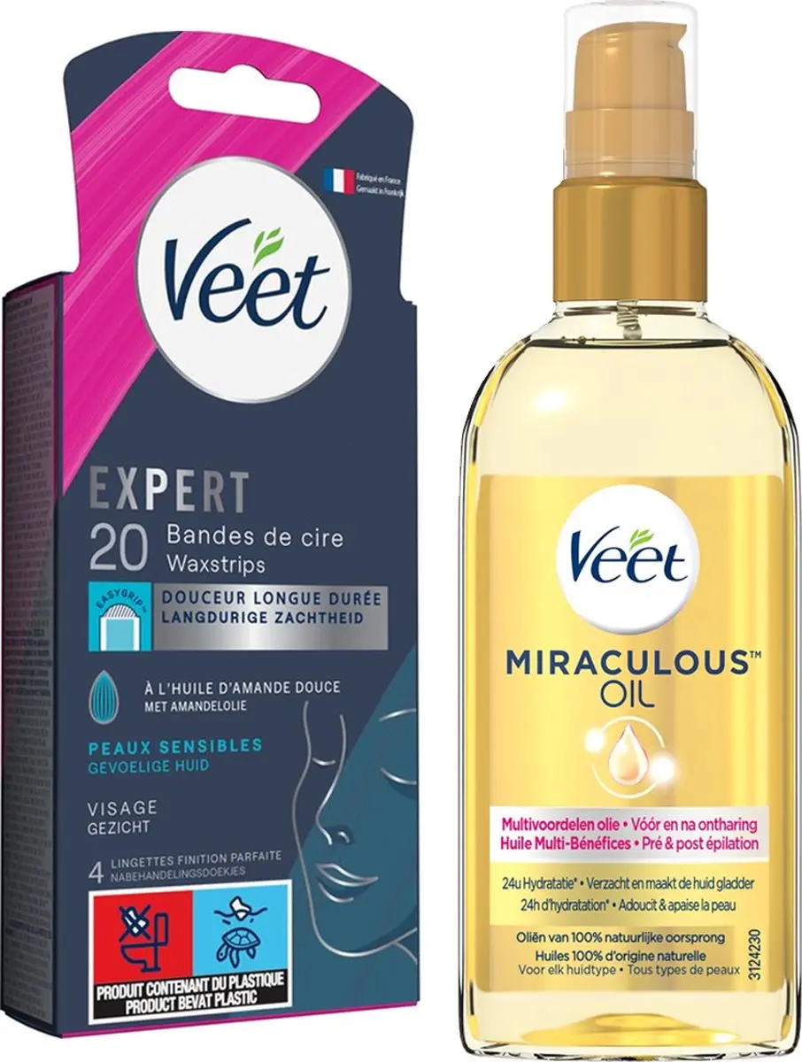 Veet Miraculous Oil Ontharingsstrips Gezicht 20 Stuks