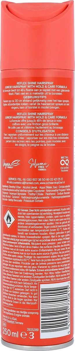 Taft Junior Hairspray Ultra Reflex Shine 250ml
