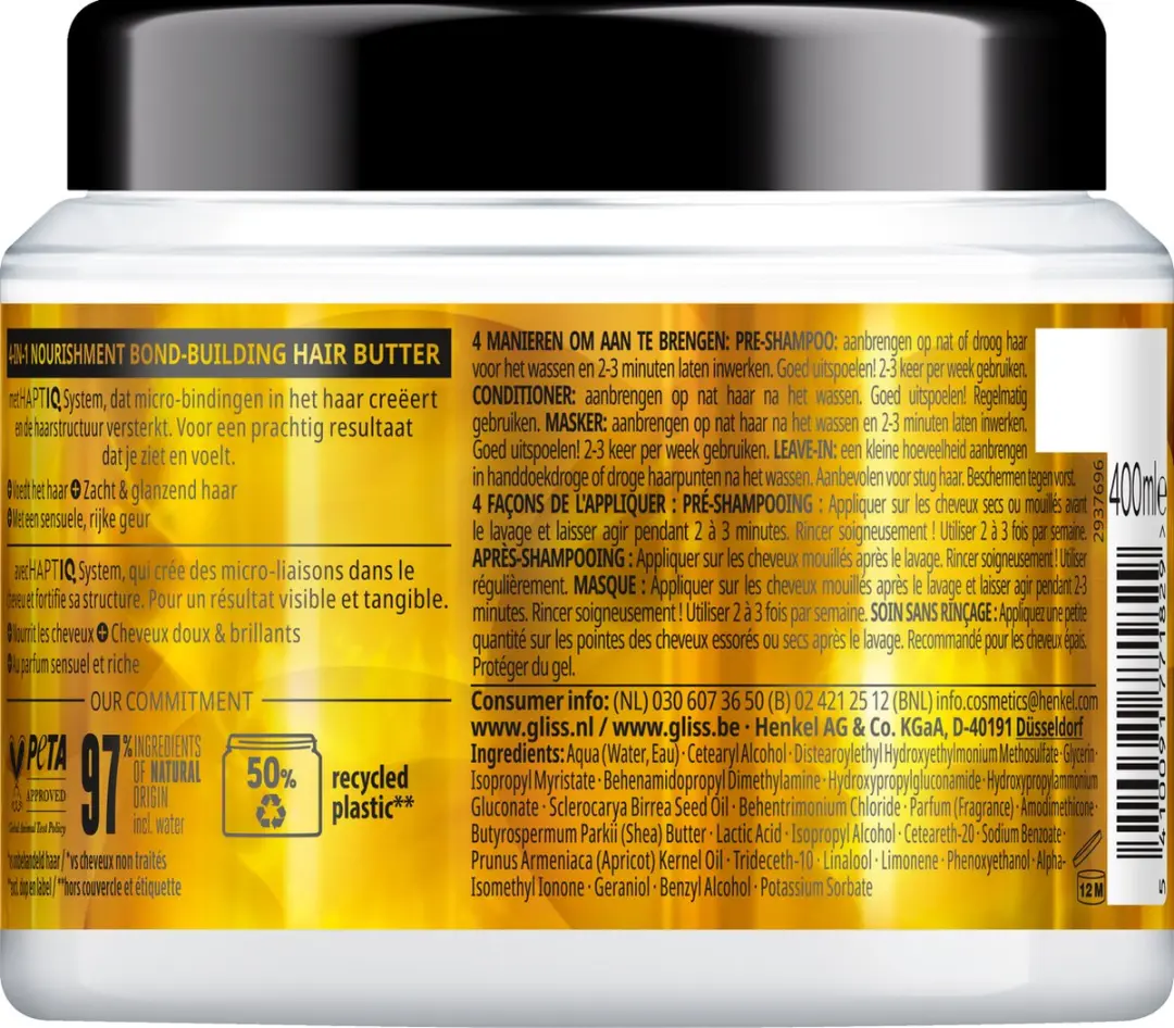 Gliss Oil Nutritive Haarmasker 6x400ml - Droog/Beschadigd Haar