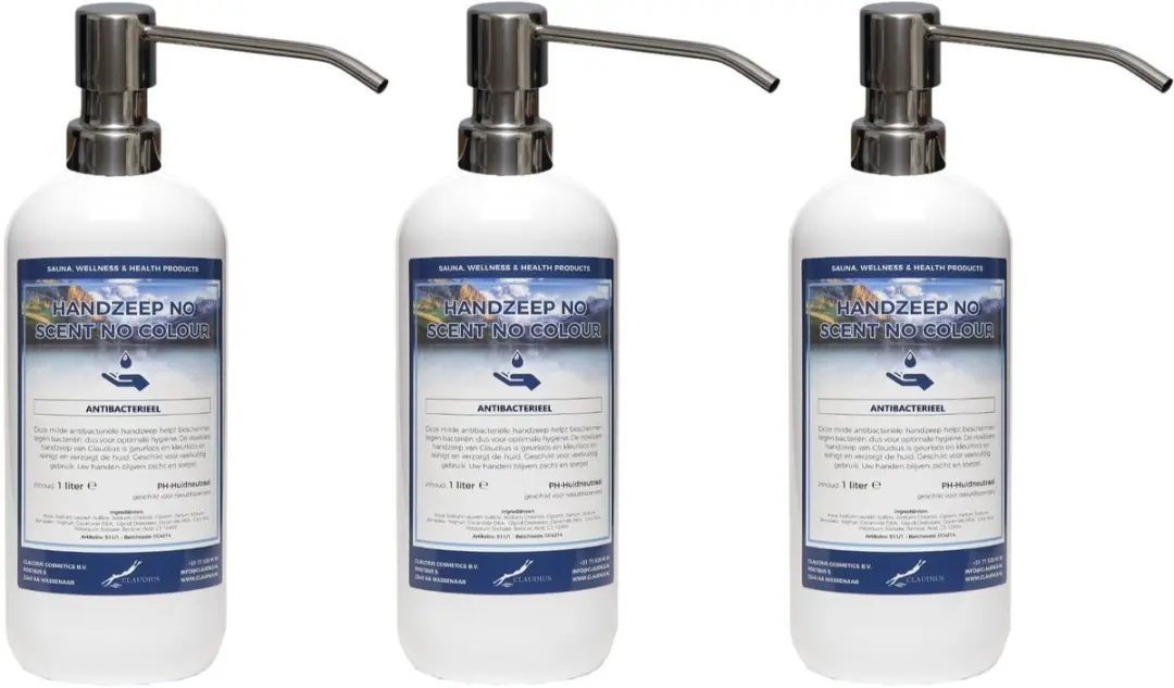 Splashbox Cosmetics Handzeep No Scent No Colour 3x1L - RVS pomp