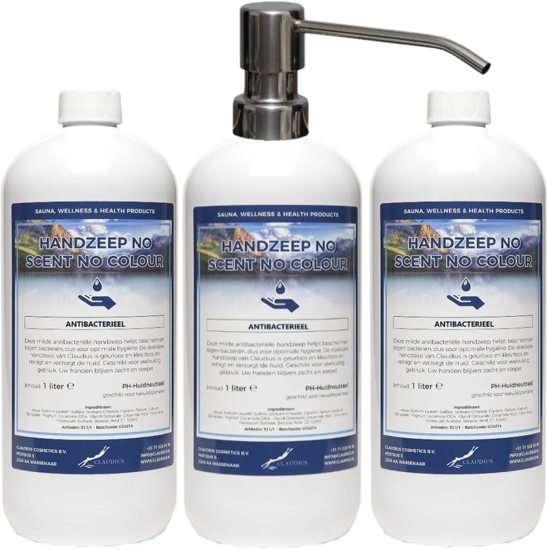 Splashbox Cosmetics Handzeep No Scent No Colour 3x1L - RVS pomp