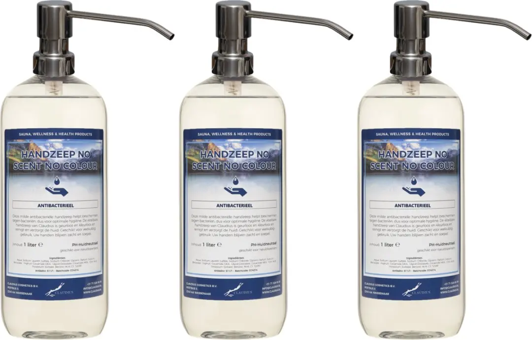 Splashbox Cosmetics Handzeep No Scent No Colour 3x1L - RVS pomp