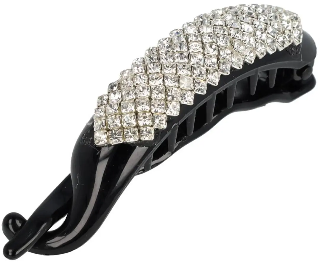 Haarsoires Haarspeld 7cm - Zwart met Zilver Strass