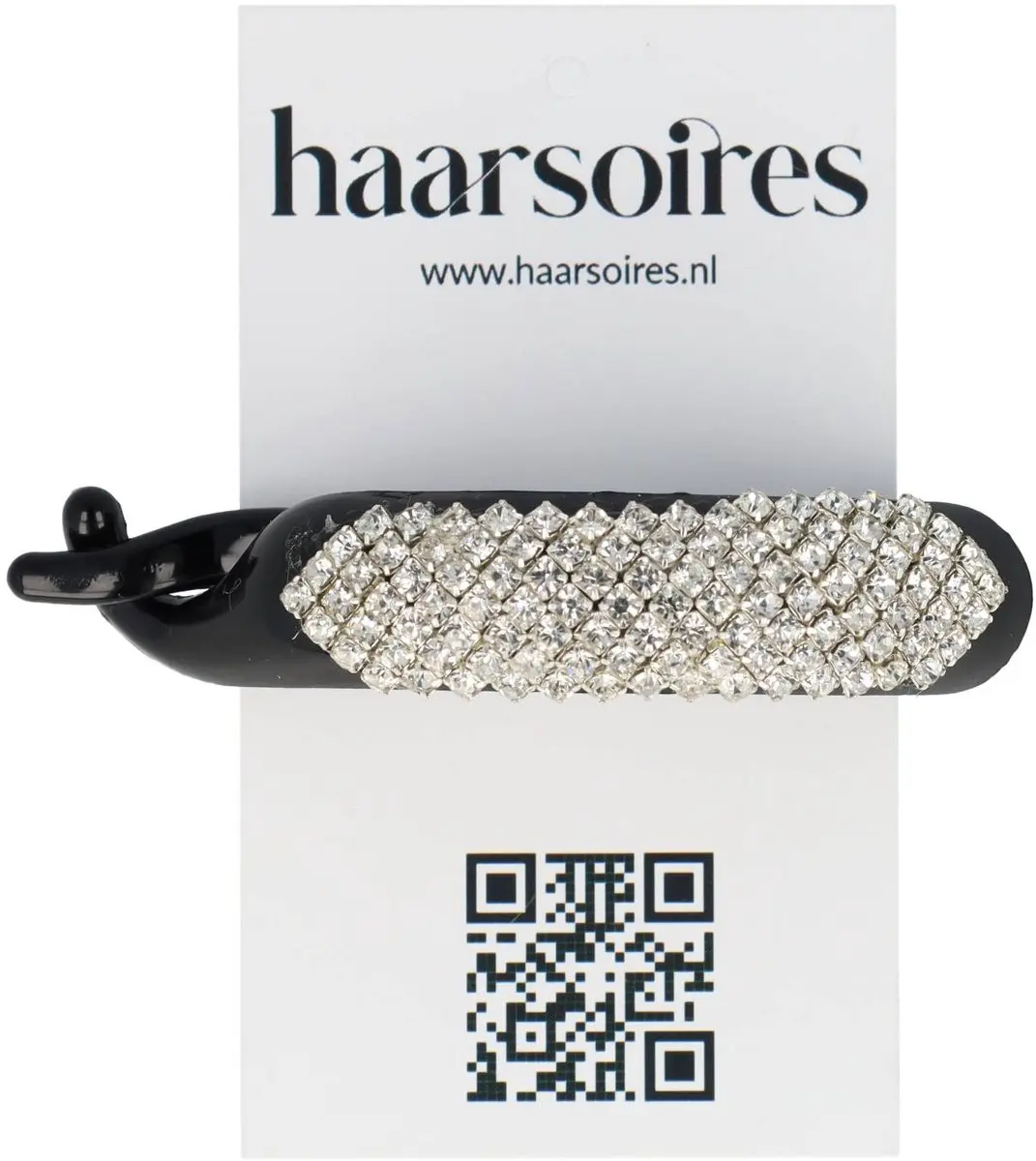 Haarsoires Haarspeld 7cm - Zwart met Zilver Strass