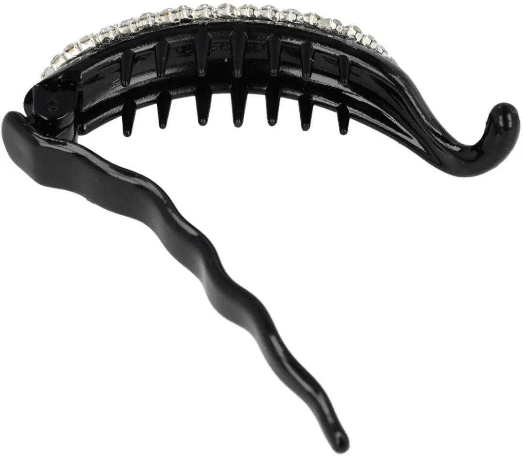 Haarsoires Haarspeld 7cm - Zwart met Zilver Strass