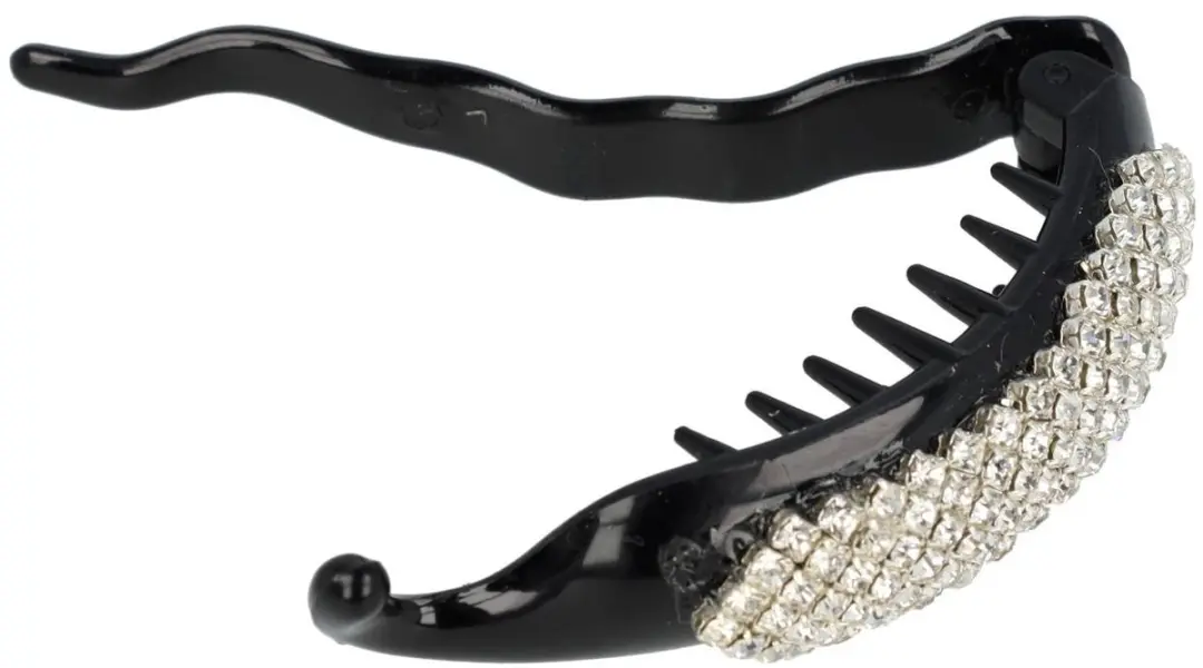 Haarsoires Haarspeld 7cm - Zwart met Zilver Strass