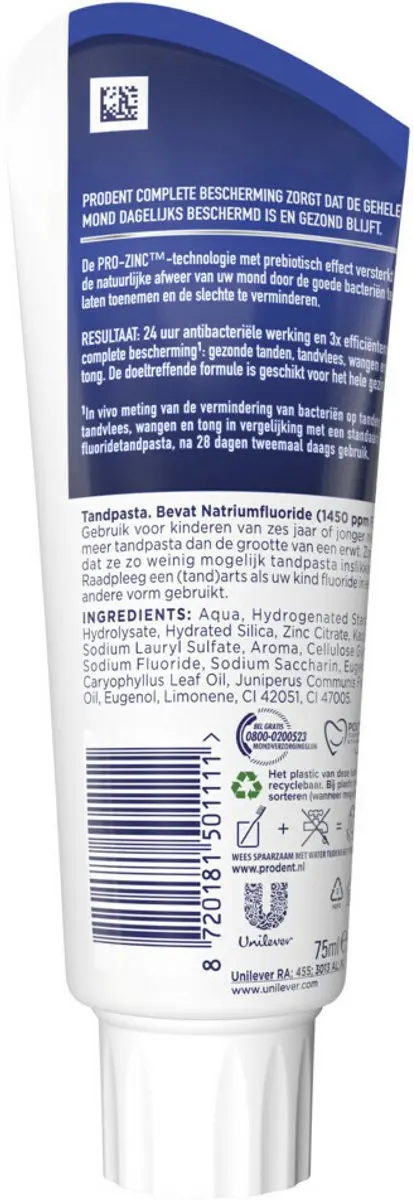 Prodent Tandpasta Complete Bescherming Pro-Zinc 75ml