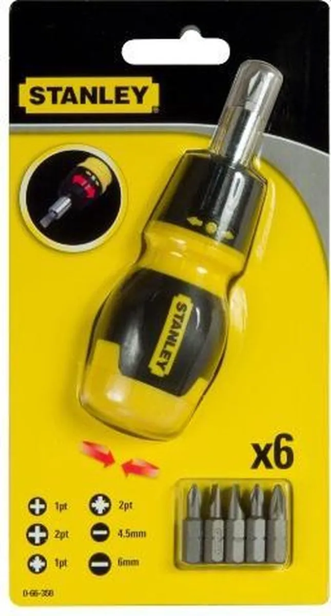 Stanley Multibit Stubby Schroevendraaier met ratel - 1 Stuk