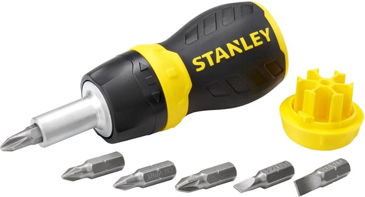 Stanley Multibit Stubby Schroevendraaier met ratel - 1 Stuk