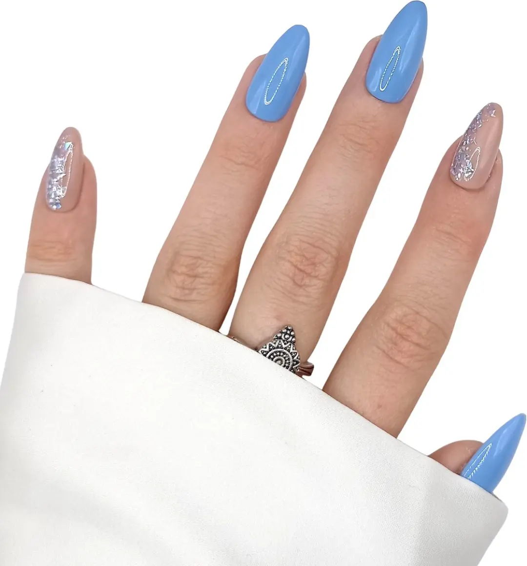 SD Press on Nails B-55 Plaknagels - 20 Stuks - Blauwpaars Glitter