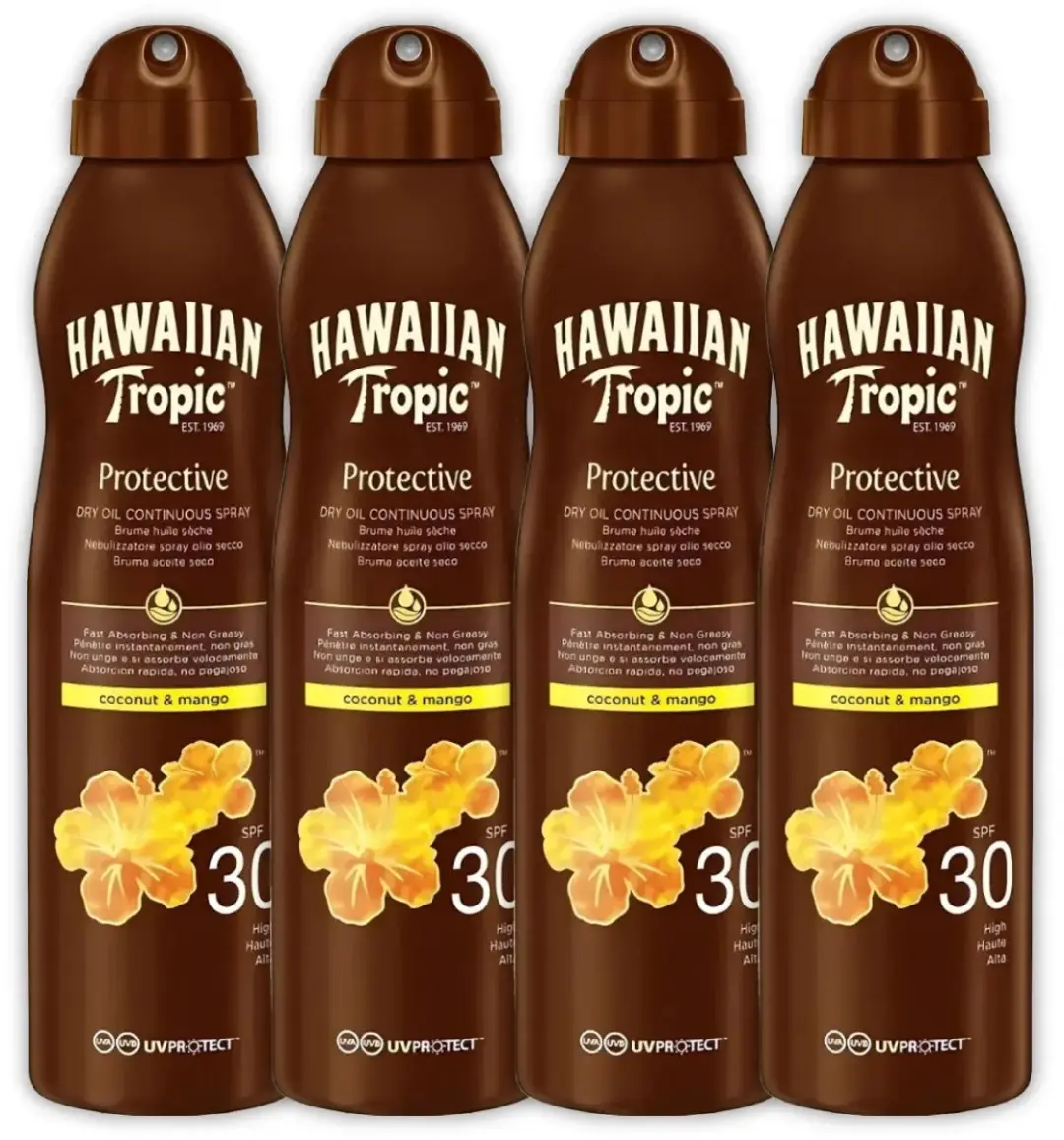 Hawaiian Tropic Island Glow Dry Oil Spray SPF 30 - 4x177ml