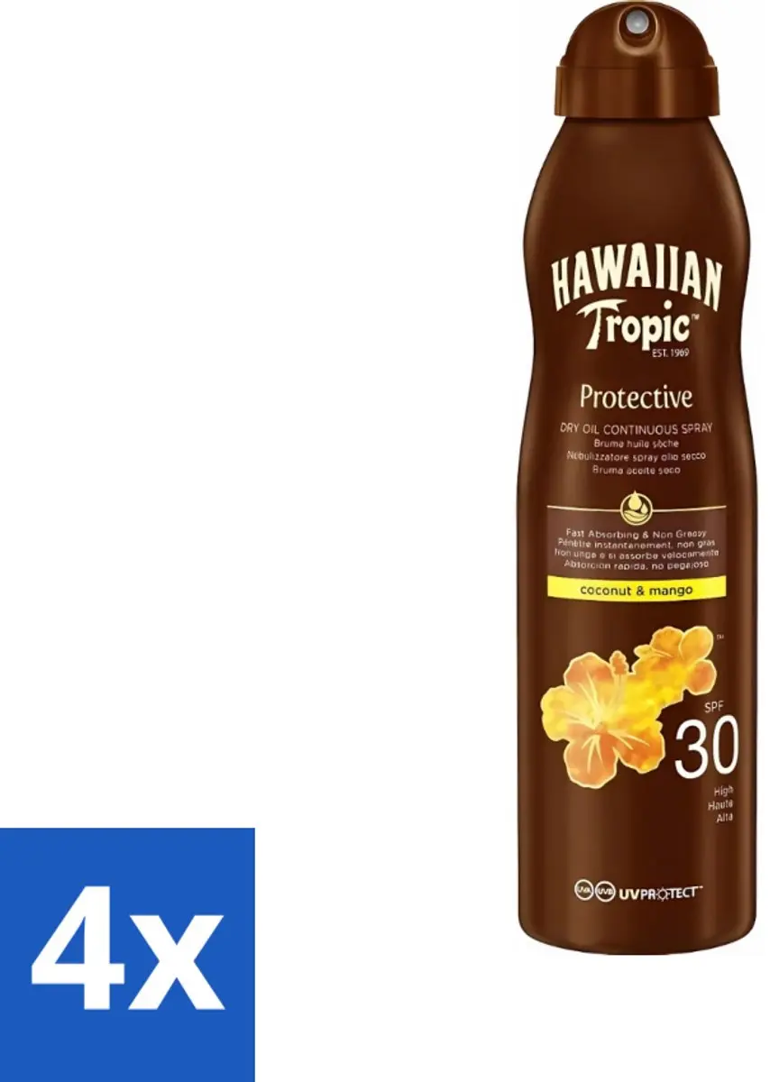 Hawaiian Tropic Island Glow Dry Oil Spray SPF 30 - 4x177ml