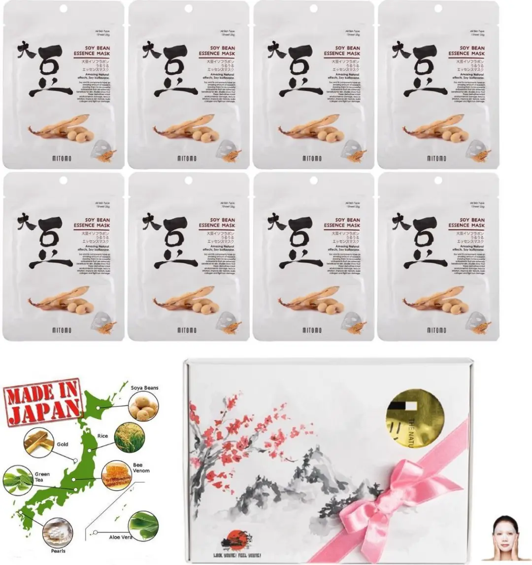Mitomo Japan Soy Bean Gezichtsmaskers 8 Stuks