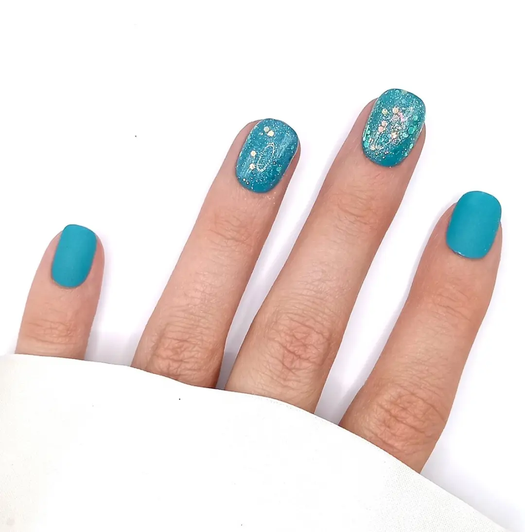 SD Press on Nails B-33 Plaknagels - Matte Blauw Glitter - 20 Stuks