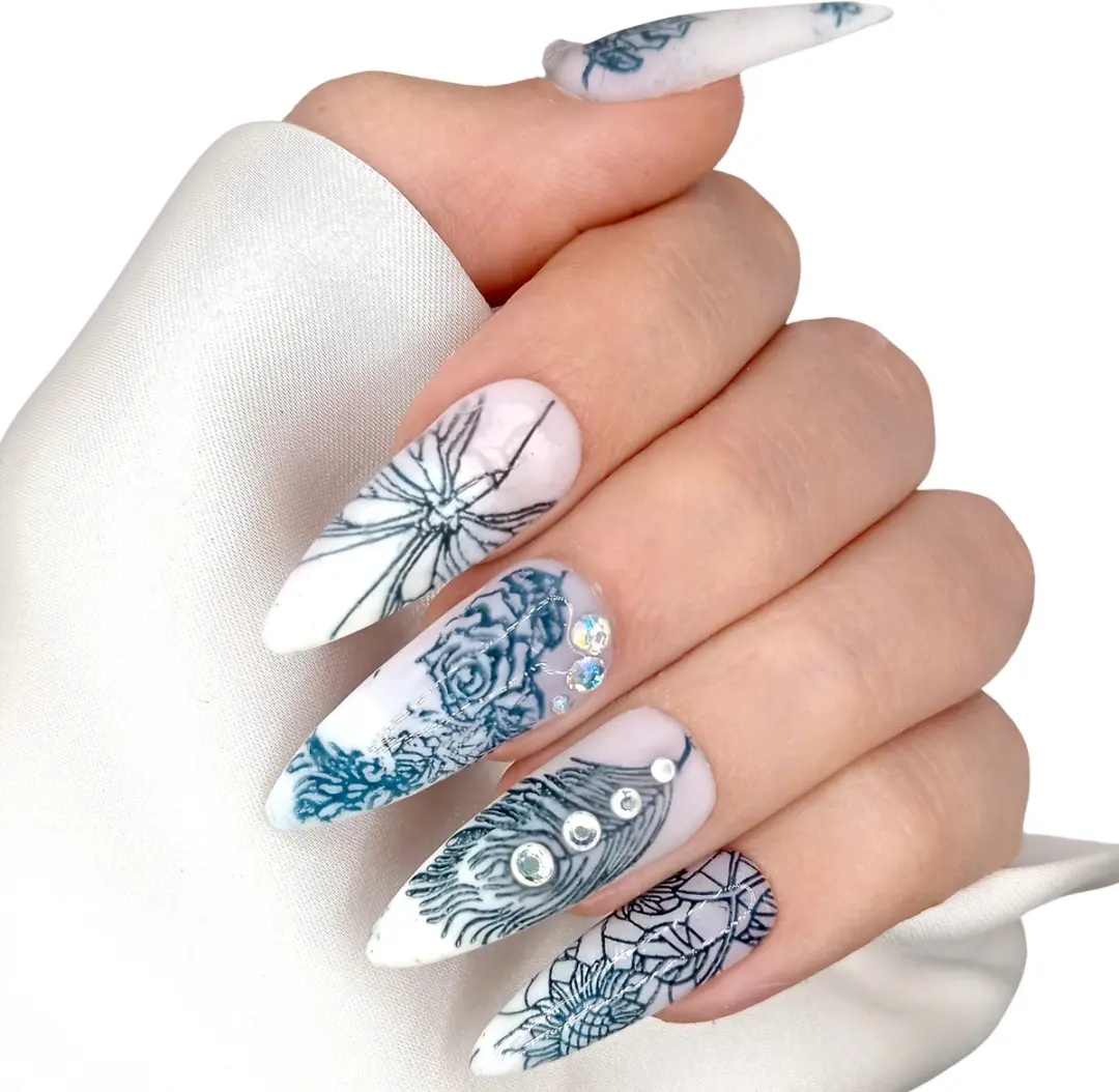 SD Press on Nails Luxury's No. 33 Fear or Desire XL Stiletto