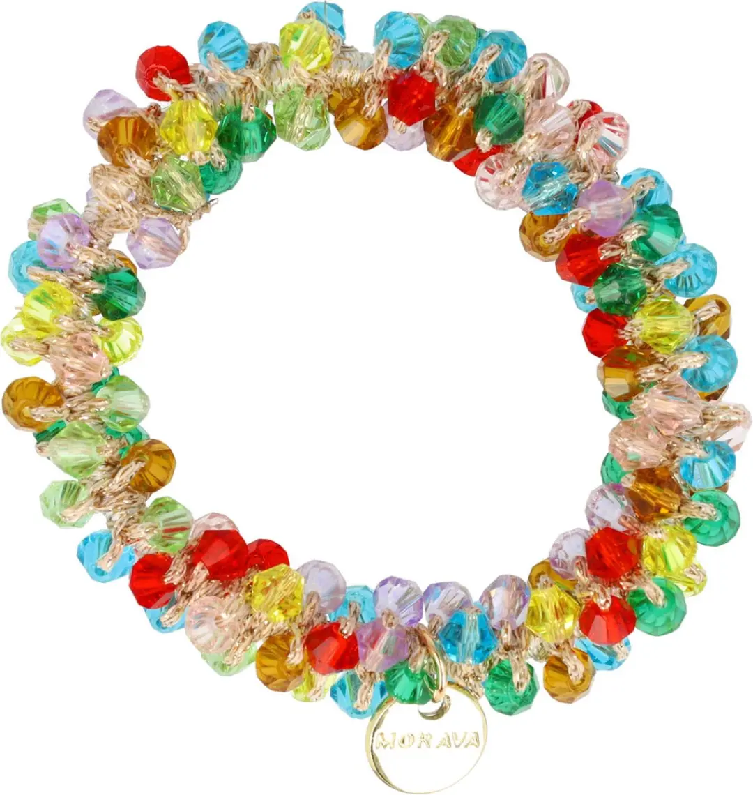 Haarsoires Haarelastiek Facetkralen Multicolor