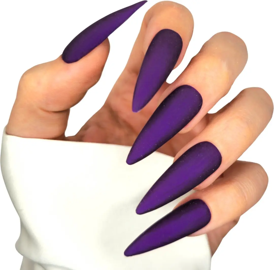 SD Press on Nails B277 Plaknagels Matte Donkerpaars