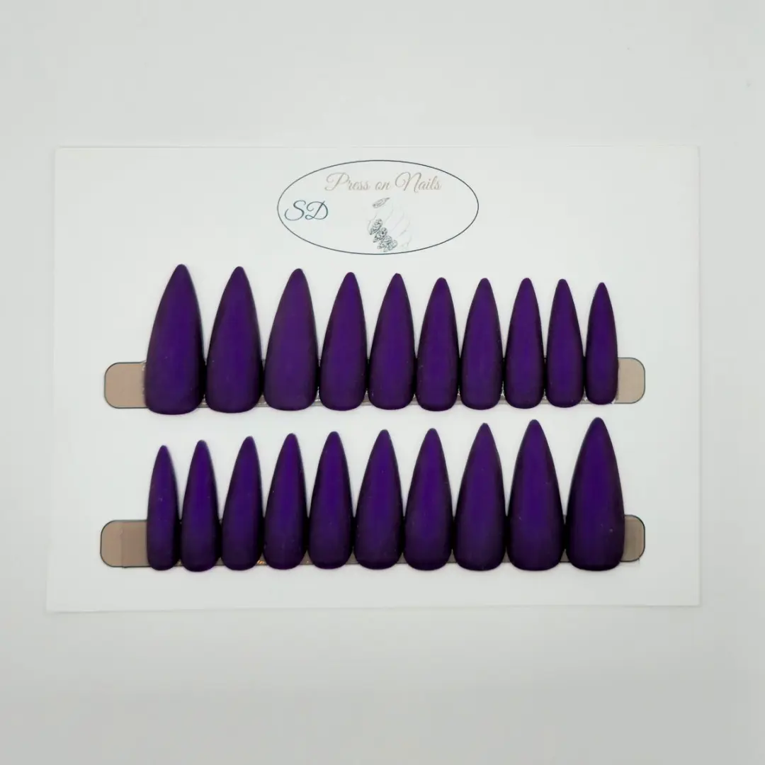 SD Press on Nails B277 Plaknagels Matte Donkerpaars - 20 Stuks