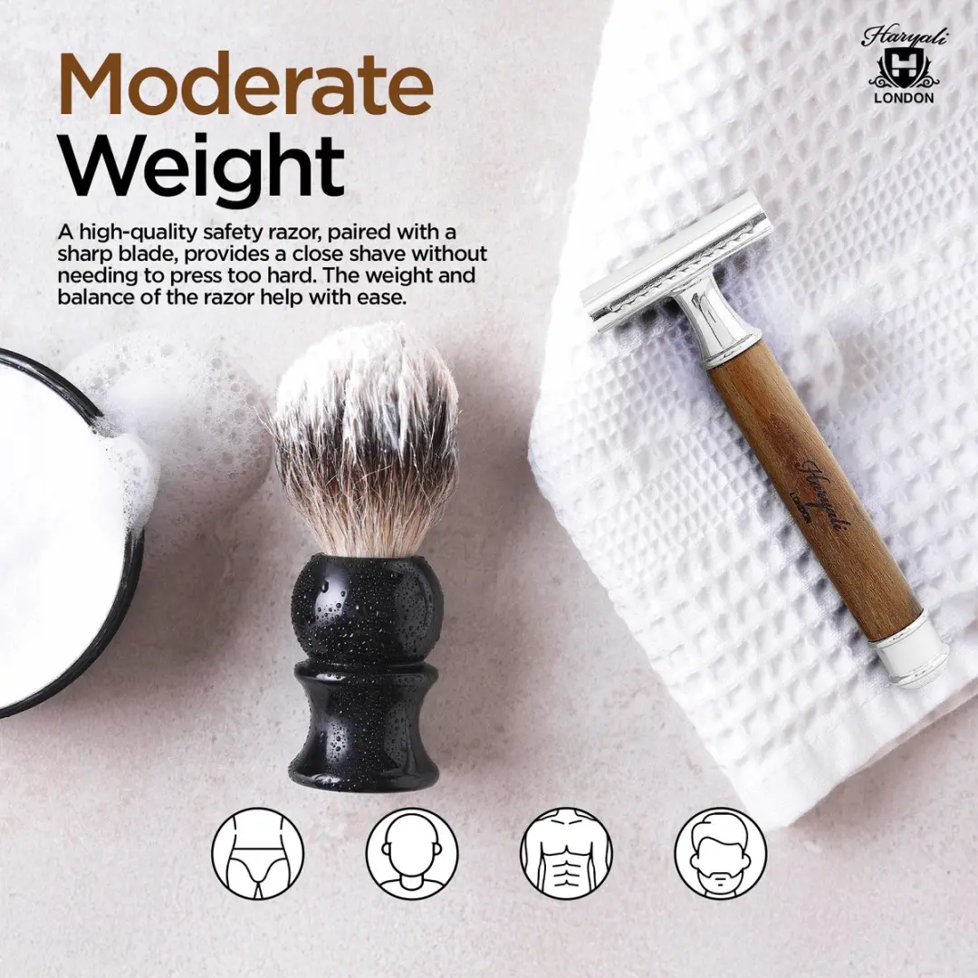 Haryali London Double Edge Veiligheidsscheermes - Hout - 5 Mesjes
