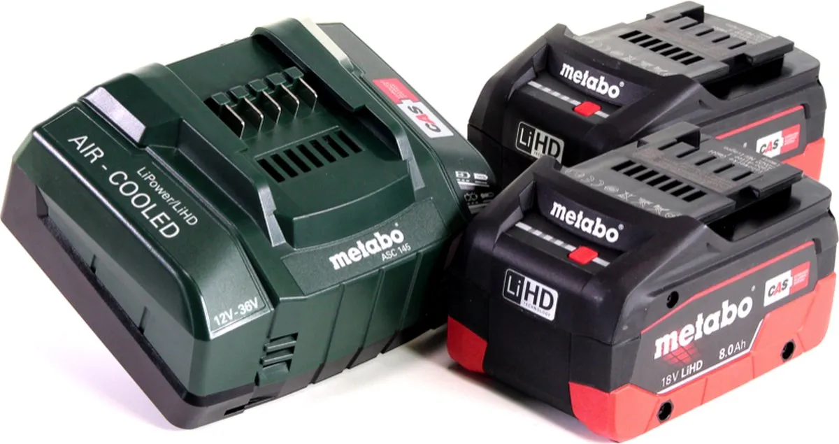 Metabo LiHD 2x 18V 8.0Ah Accupack + ASC 145 Lader