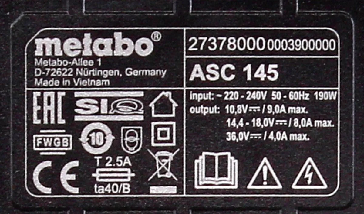 Metabo LiHD 2x 18V 8.0Ah Accupack + ASC 145 Lader
