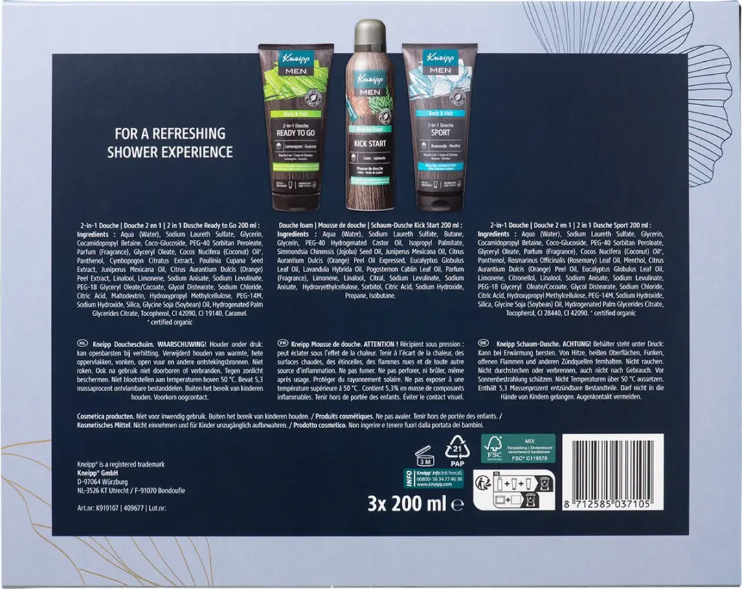 Kneipp Men Collection Luxe Geschenkset Douchegel - 3x 200ml