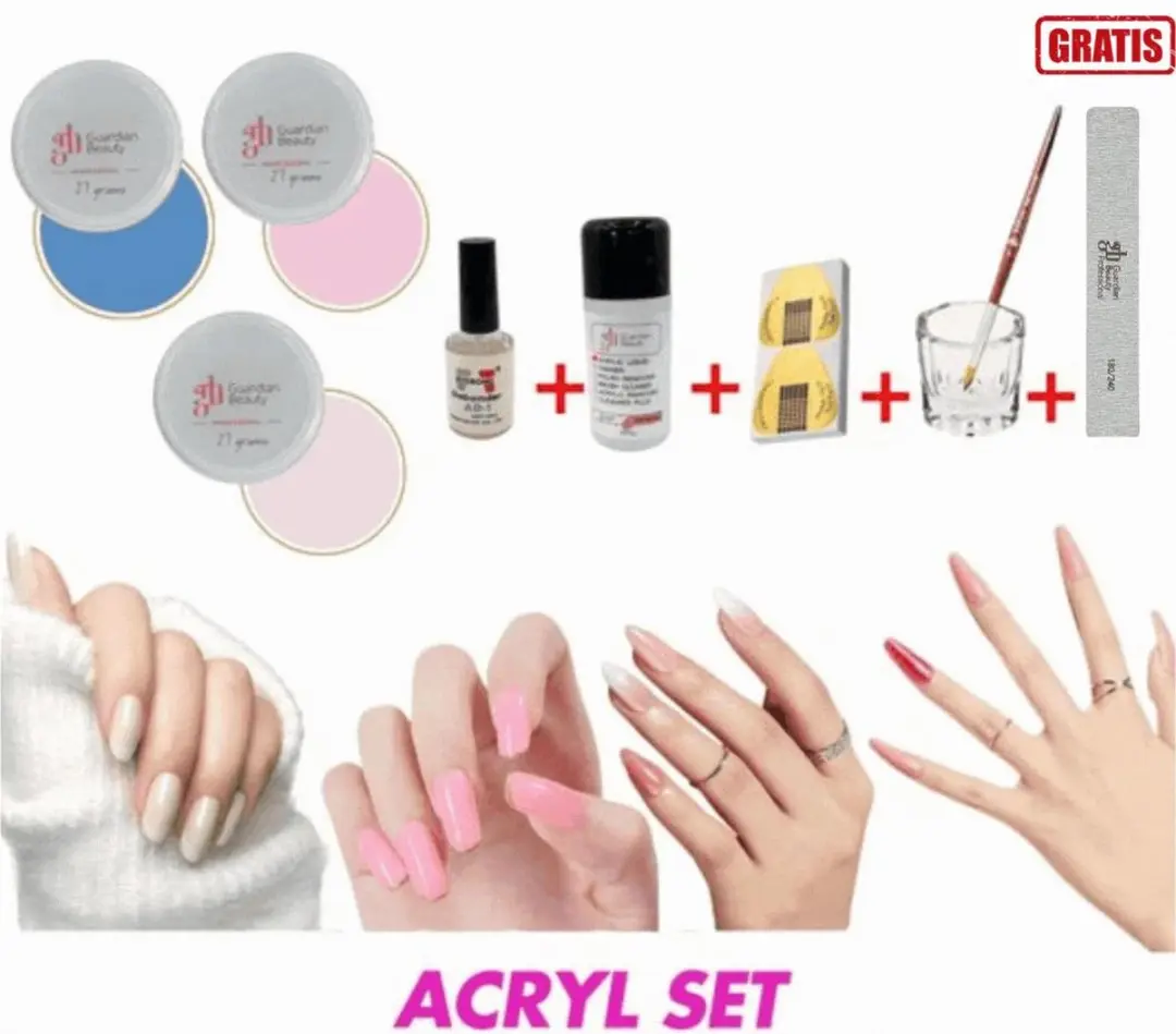 Guardian Beauty Acrylpoeder Set 3 Kleuren 81ml - Blauw/Wit/Baby Roze