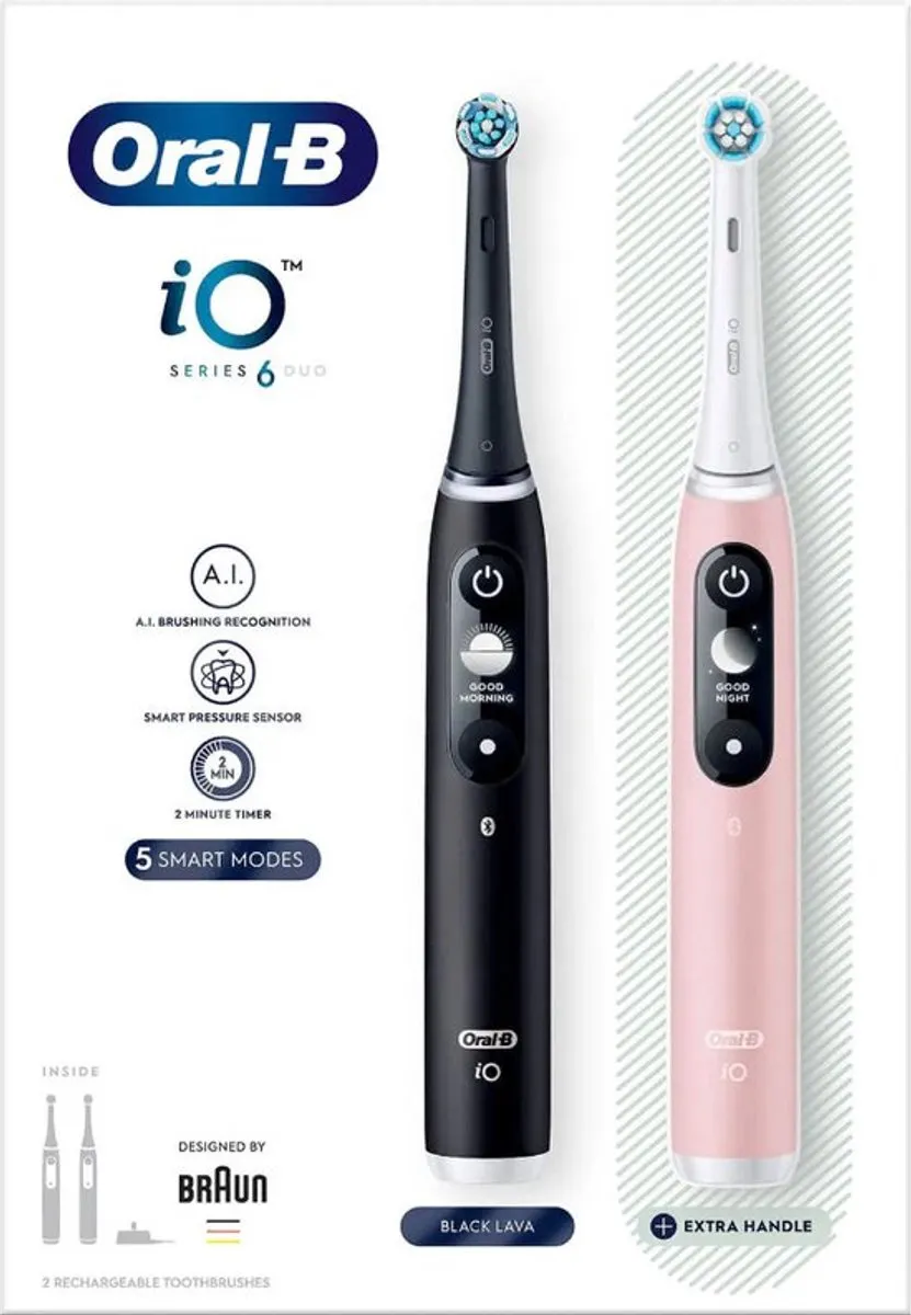 Oral-B iO Series 6 Duo Elektrische Tandenborstel - Black Pink - 2 Stuks