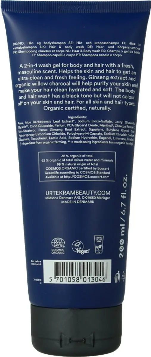 Urtekram Men 2-in-1 Haar- & Bodywash 200ml