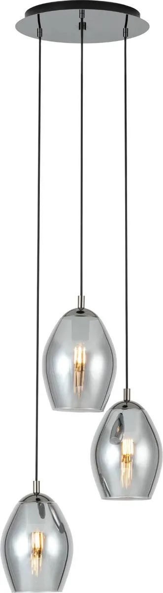 Eglo Estanys Hanglamp Ø45cm - Rookglas - Grijs/Zwart