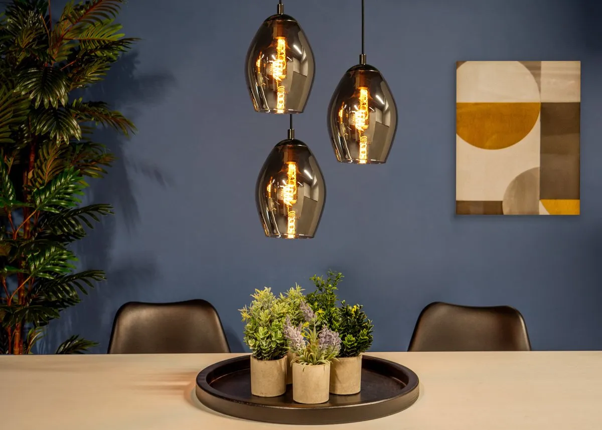 Eglo Estanys Hanglamp Ø45cm - Rookglas - Grijs/Zwart - afbeelding 6 van 6
