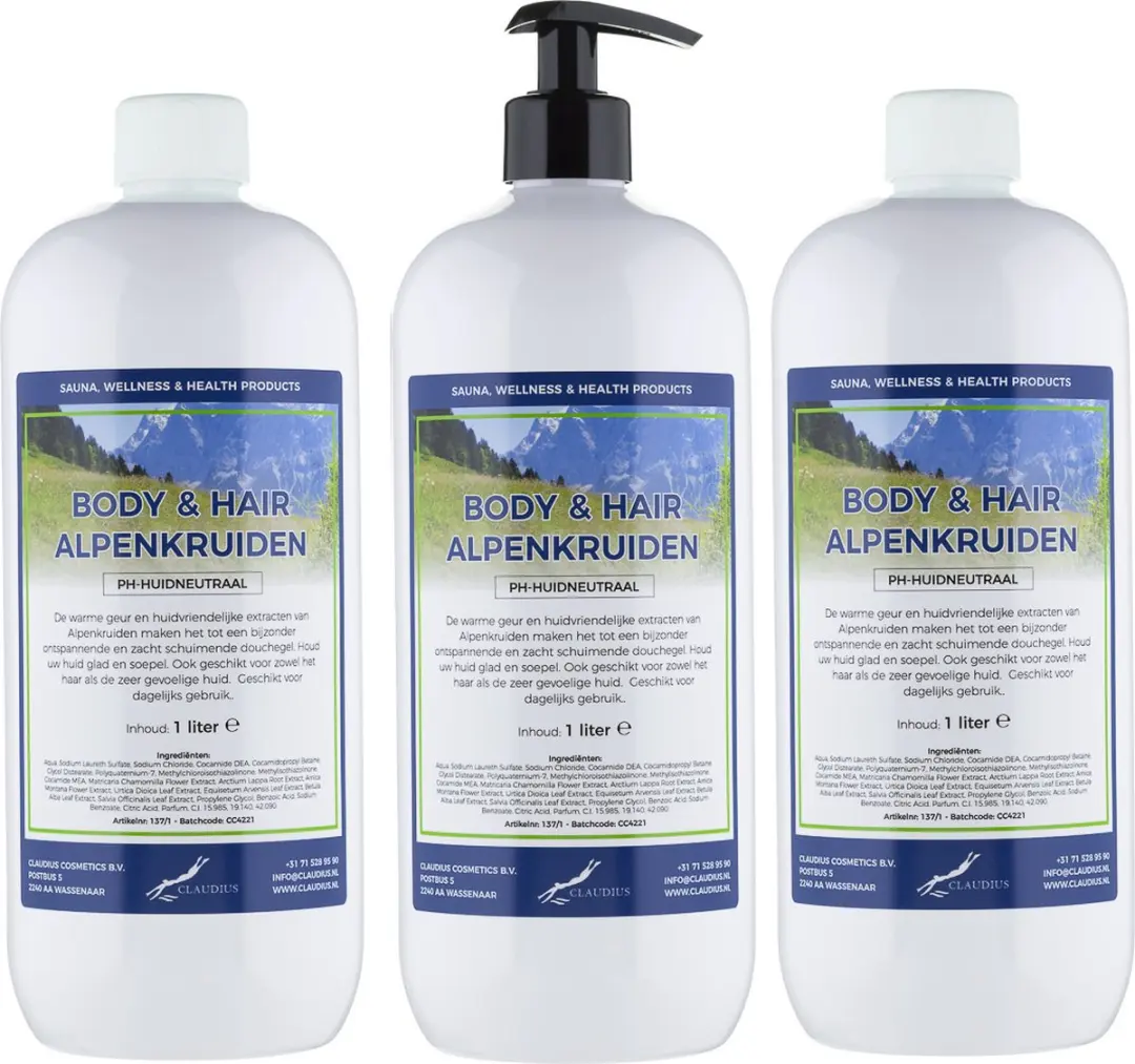 Splashbox Cosmetics Alpenkruiden Body & Hair 1L - 3 Stuks
