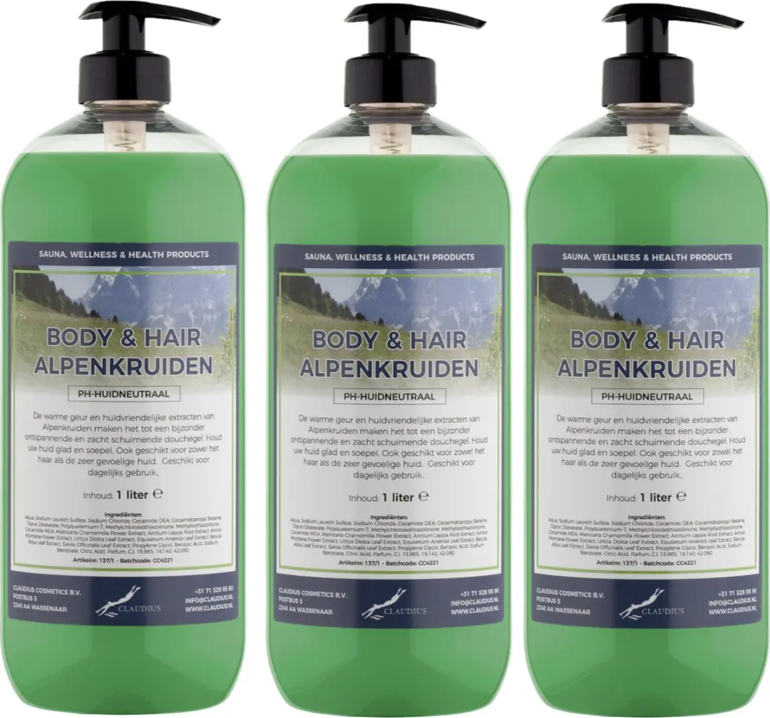Splashbox Cosmetics Alpenkruiden Body & Hair 1L - 3 Stuks