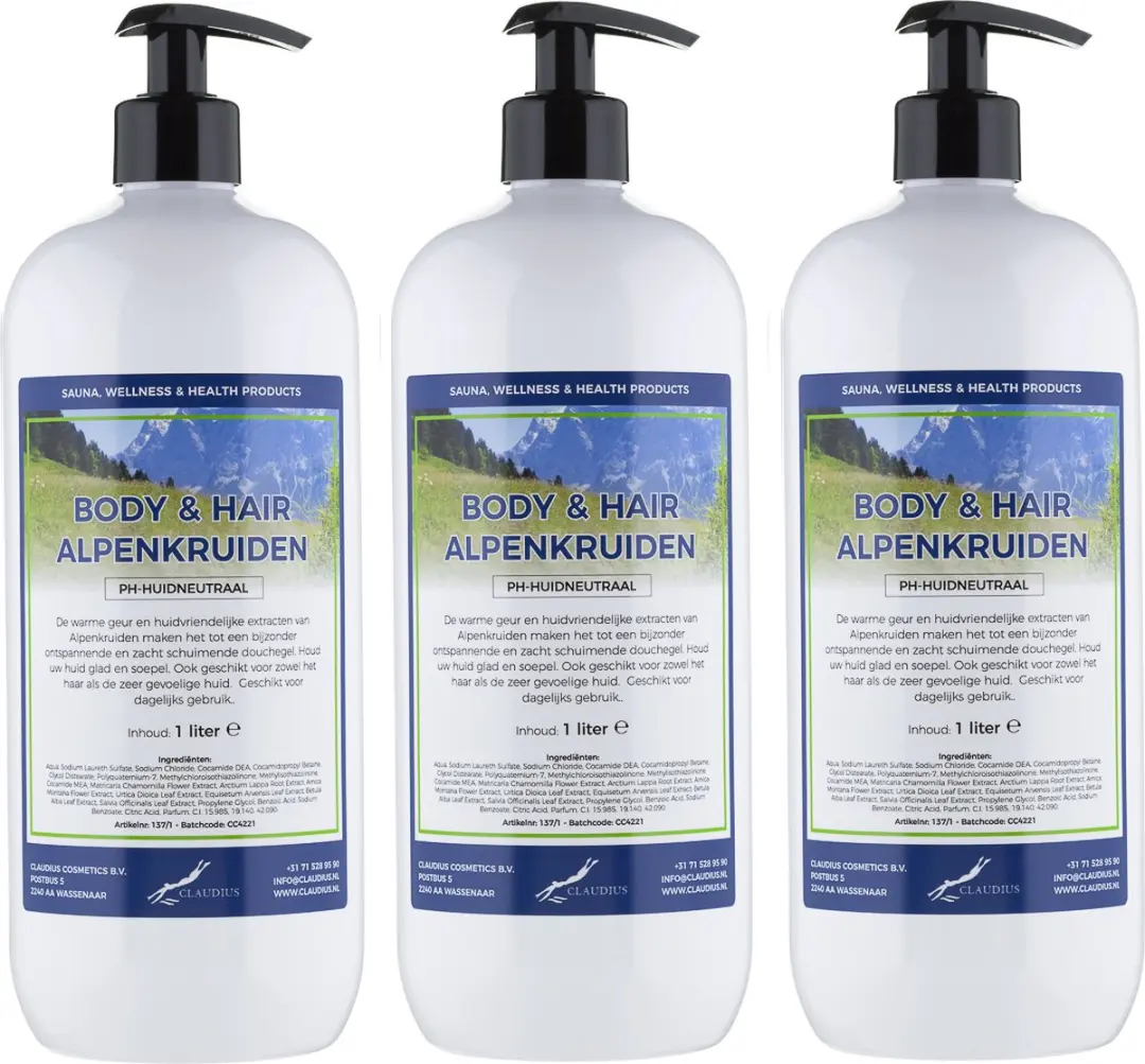 Splashbox Cosmetics Alpenkruiden Body & Hair 1L - 3 Stuks