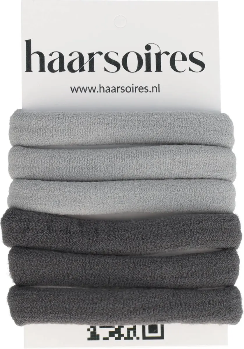 Haarsoires Basic Haarelastieken 4cm - Grijs - 6 Stuks