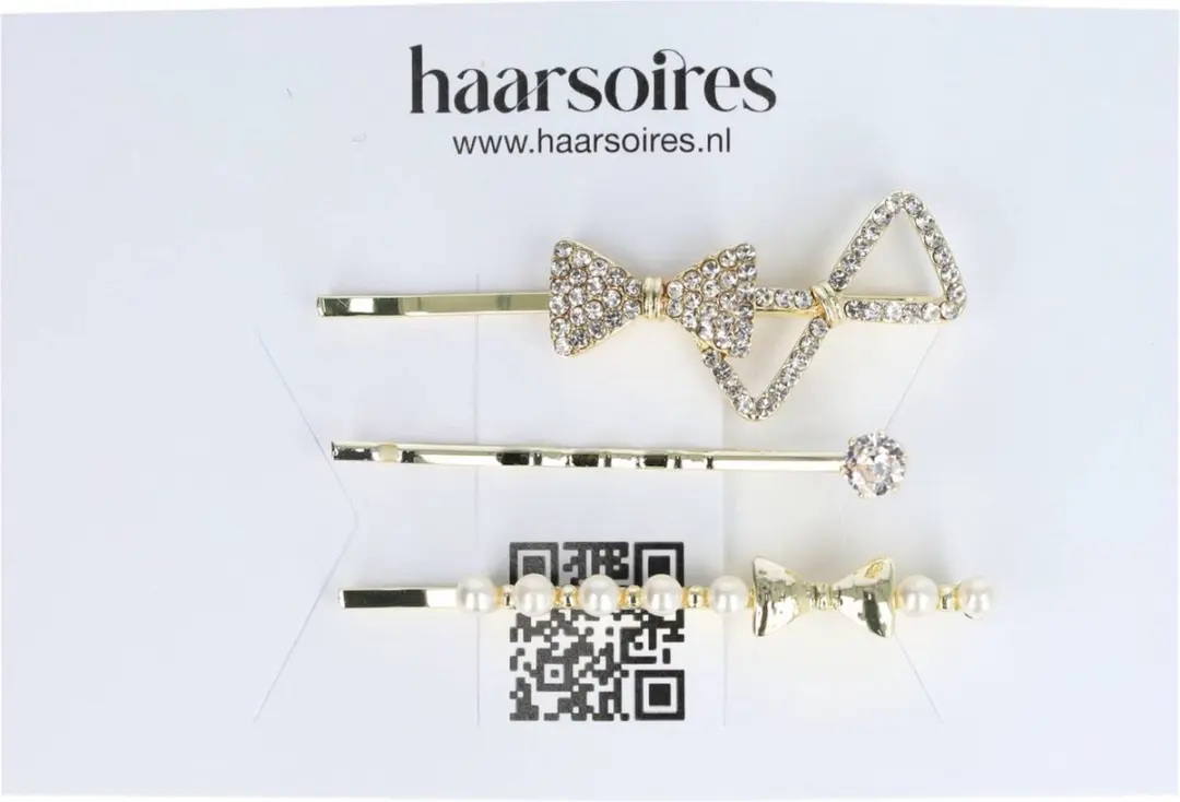 Haarsoires Schuifspeldjes 5cm Goud - Strass Parel - 3 Stuks