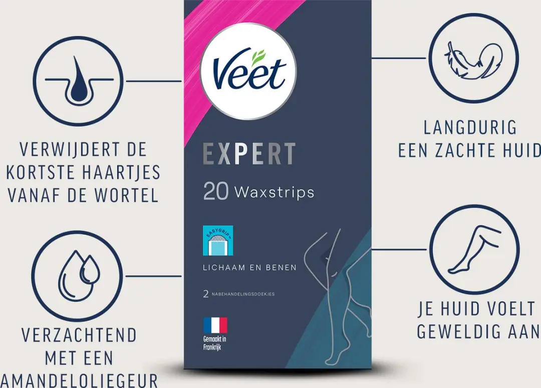 Veet Expert Koude Wasstrips Benen Sensitive 60 Stuks
