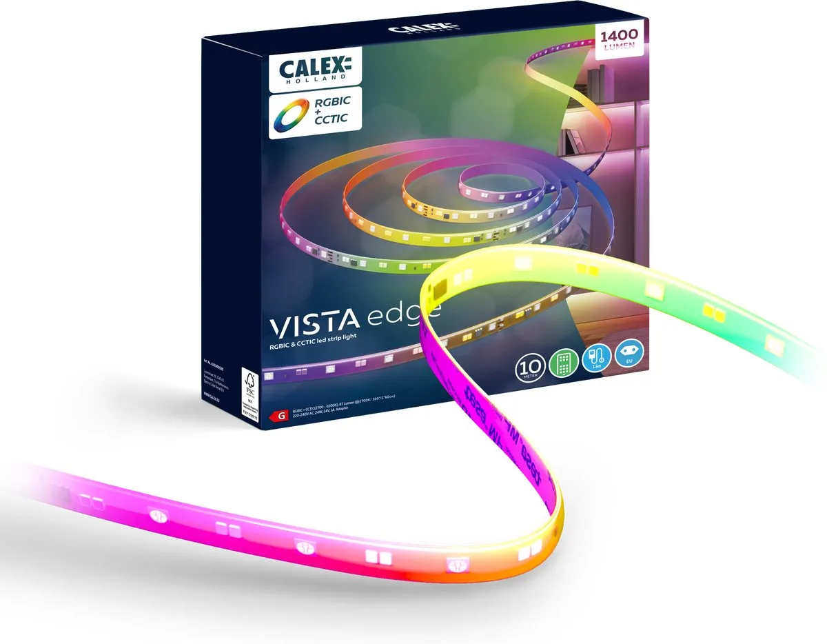 Calex LED Strip RGBIC 10m - 1400 Lumen - Afstandsbediening