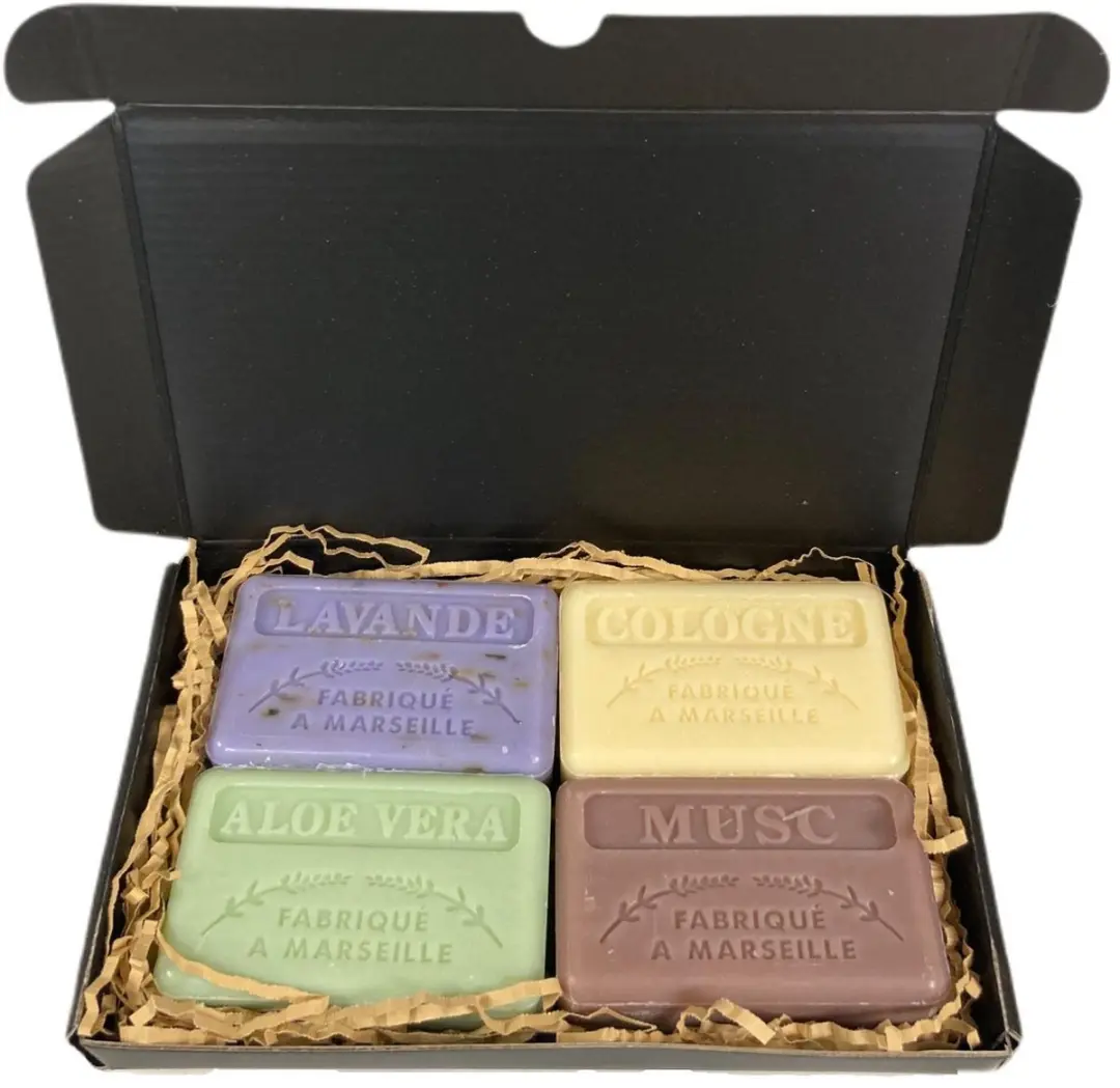 Savon de Marseille Zeep Set Aloë Vera/Musc/Lavendel 4x125g