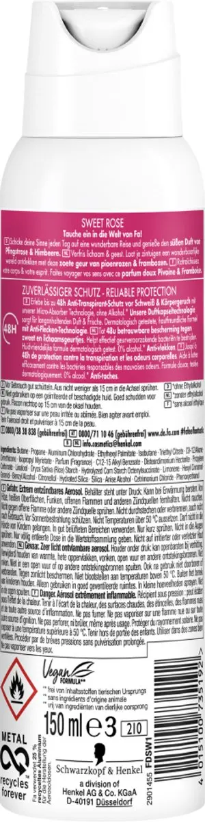 Fa Sweet Rose Deodorant Spray 150ml