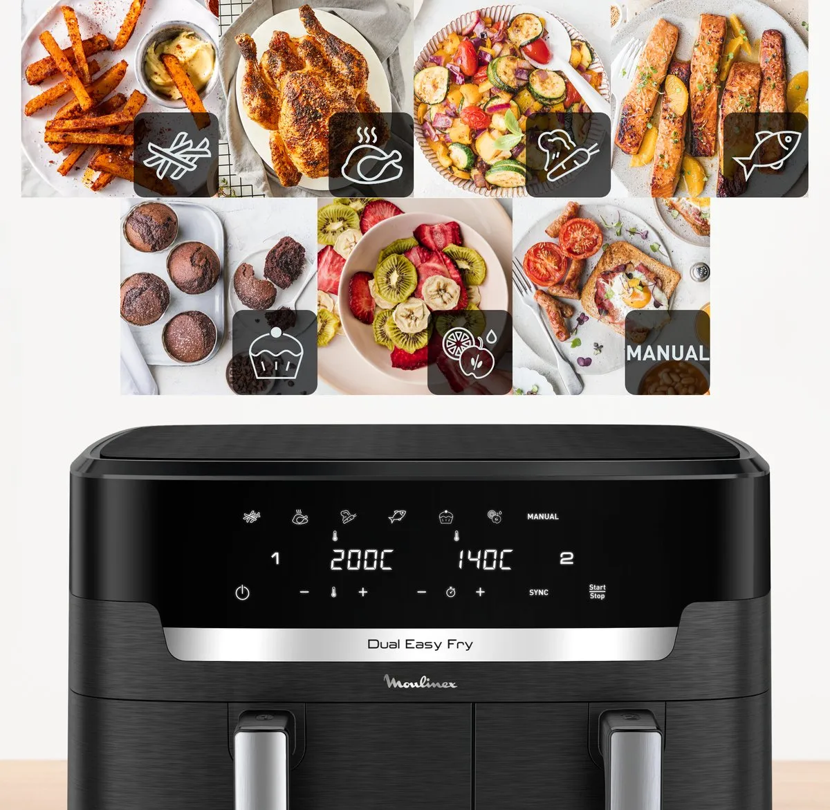 Moulinex Dual Easy Fry XXL EZ9428 Airfryer 11L - 2020W - Zwart