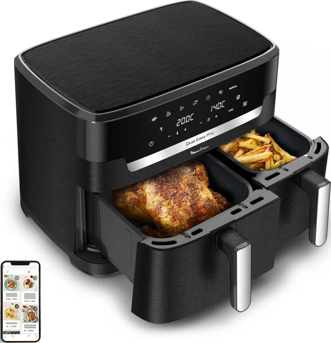 Moulinex Dual Easy Fry XXL EZ9428 Airfryer 11L - 2020W - Zwart