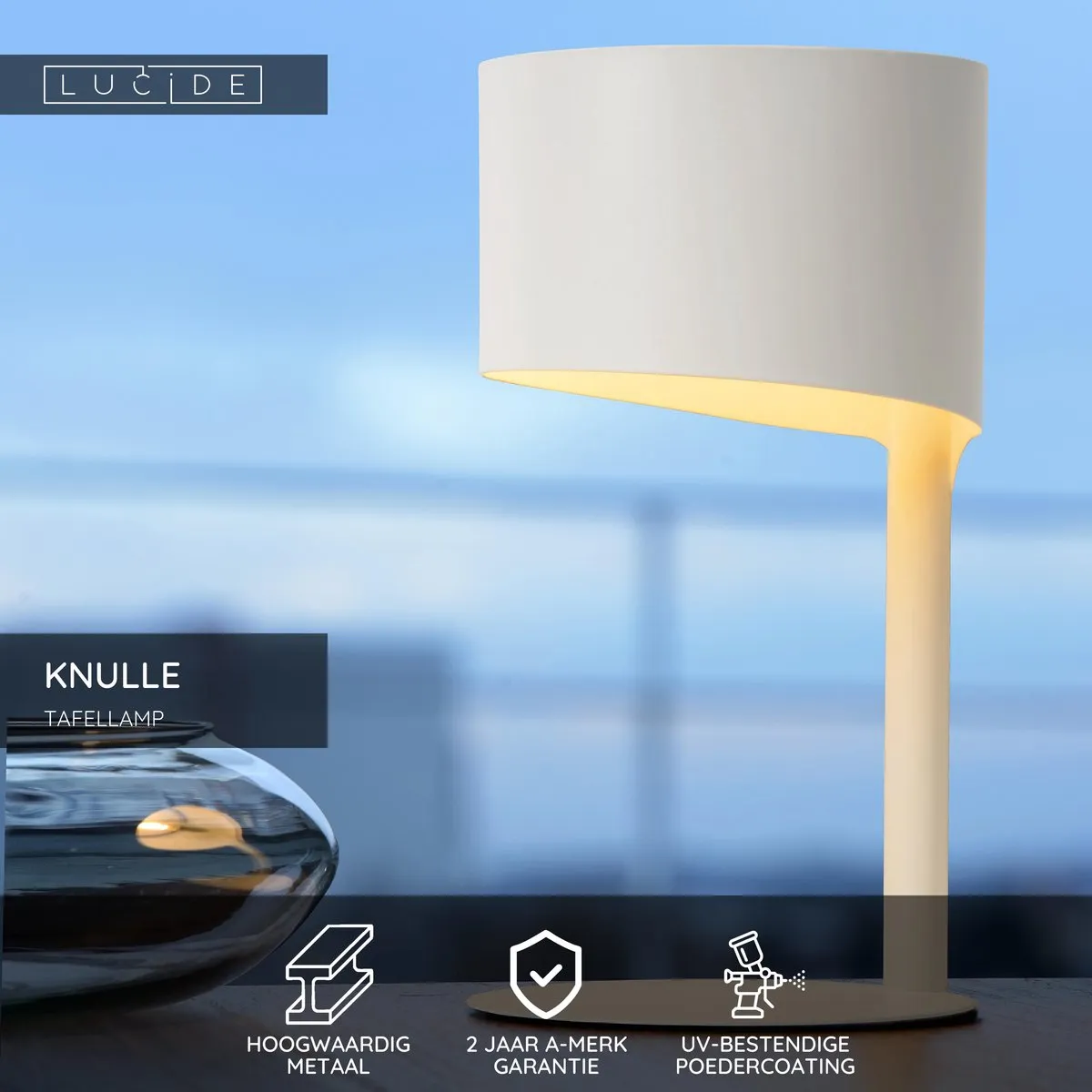 Lucide KNULLE Tafellamp Ø15cm - 1xE14 - Wit