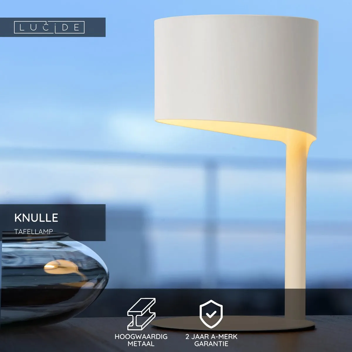Lucide KNULLE Tafellamp Ø15cm - 1xE14 - Wit