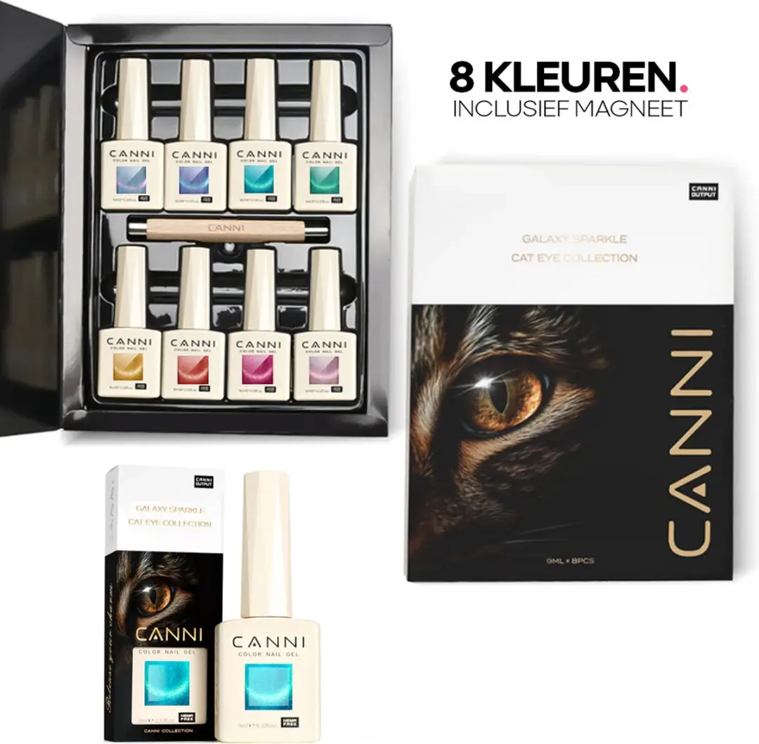 Canni Magnetische Cat Eye Gellakset - 8 Kleuren 9ml - Inclusief Magneet